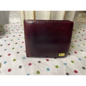 Preloved Bally Burgundy Leather Bifold Wallet with Gold-Tone Logo Plate